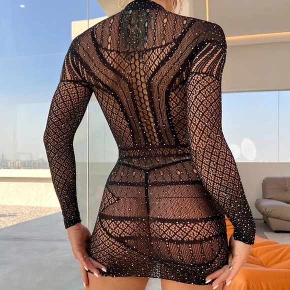 Lux Black Sparkle Stocking Dress - Picture 3 of 4